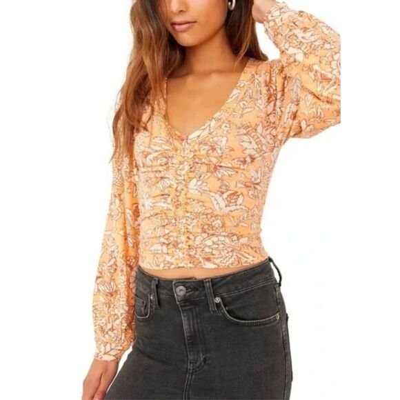 Free People Say The Word Blood Orange Top - Picture 1 of 11
